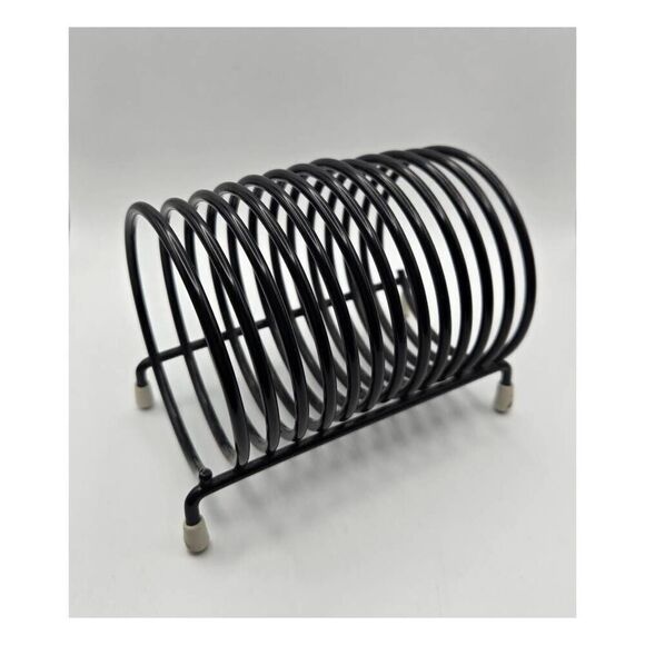 Vintage 1950's Desktop Black Circle Letter Holder Rack - Picture 1 of 6